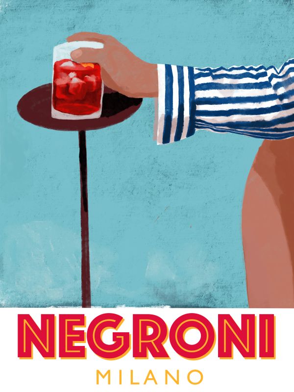 Negroni cocktail aperitivo fashion, Milan, Italy